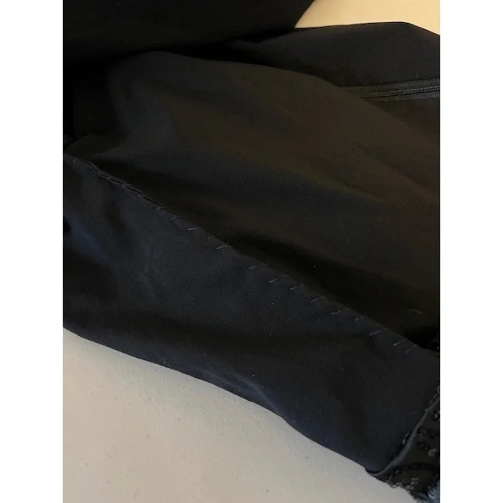 Weissman Black Rhinestone Sparkle‎ Dance Dress Costume Long Sleeve Lapel Collar